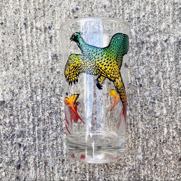 Vintage Hazel Atlas colorful pheasant tumbler glass - Picture 3 of 8